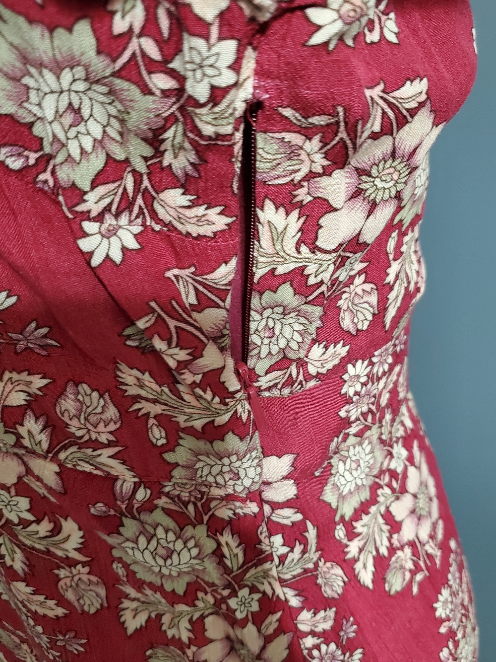 American Eagle Outfitters Red Floral Tie-Front Long Sleeve Midi Dress Size S - Picture 7 of 9